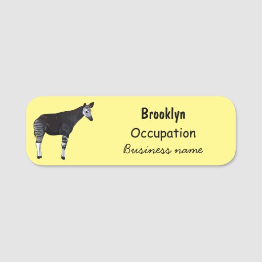 Okapi cartoon Illustration Namensschild (Vorderseite)