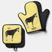 Okapi cartoon Illustration Ofenhandschuh & Topflappen-Set (Vorderseite/Rückseite)