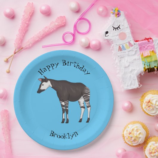 Okapi cartoon Illustration Pappteller (Party)