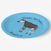 Okapi cartoon Illustration Pappteller (Schrägansicht)