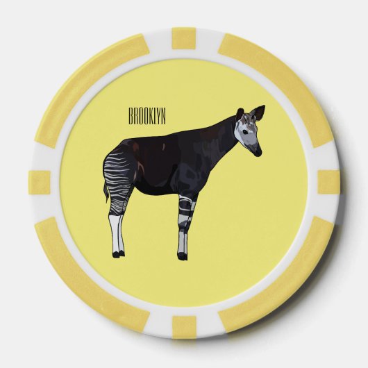 Okapi cartoon Illustration Pokerchips (Vorderseite)