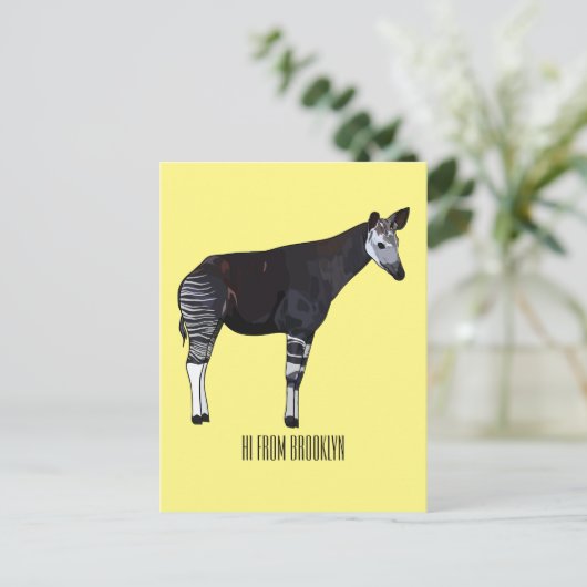 Okapi cartoon Illustration Postkarte (Stehend Vorderseite)
