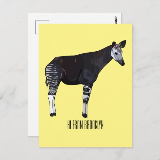 Okapi cartoon Illustration Postkarte (Vorne/Hinten)