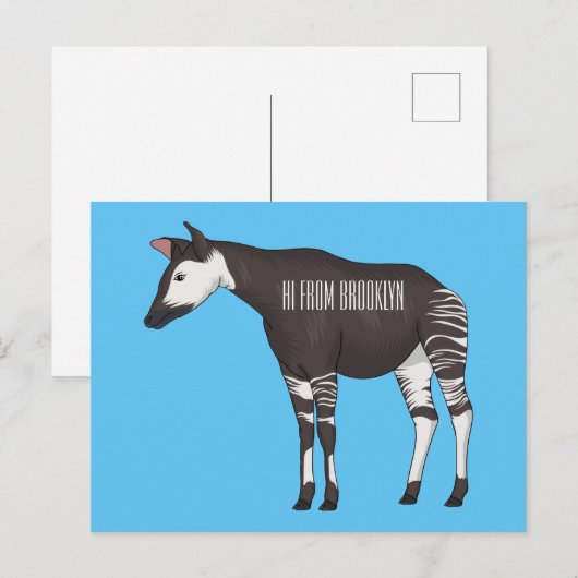 Okapi cartoon Illustration Postkarte (Vorne/Hinten)