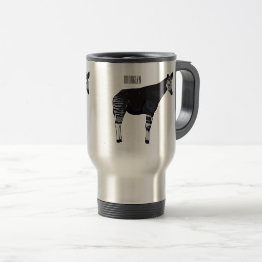 Okapi cartoon Illustration Reisebecher (VorderseiteRechts)