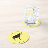 Okapi cartoon Illustration Runder Pappuntersetzer (Vor Ort)