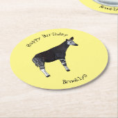 Okapi cartoon Illustration Runder Pappuntersetzer (Angewinkelt)