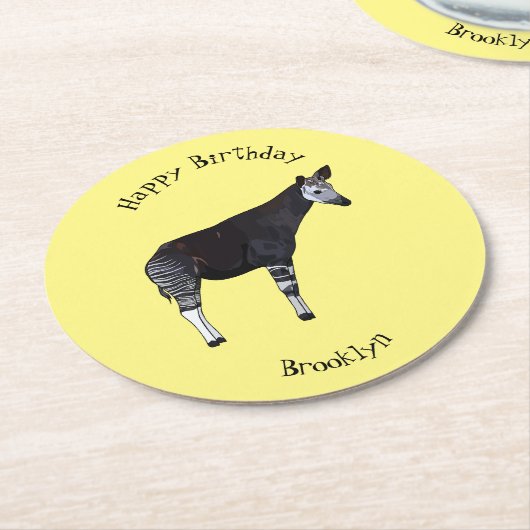 Okapi cartoon Illustration Runder Pappuntersetzer (Angewinkelt)
