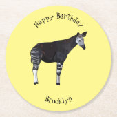 Okapi cartoon Illustration Runder Pappuntersetzer (Vorderseite)