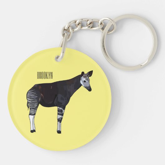 Okapi cartoon Illustration Schlüsselanhänger (Rückseite)