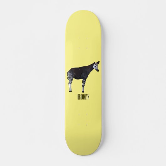 Okapi cartoon Illustration Skateboard (Vorne)