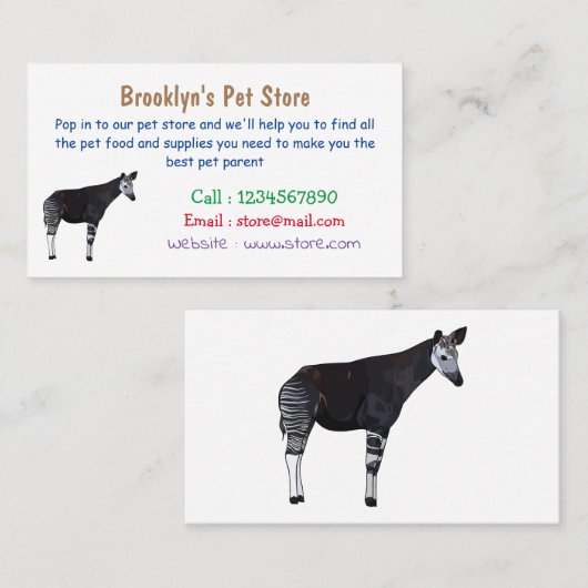 Okapi cartoon Illustration Visitenkarte (Vorne/Hinten)