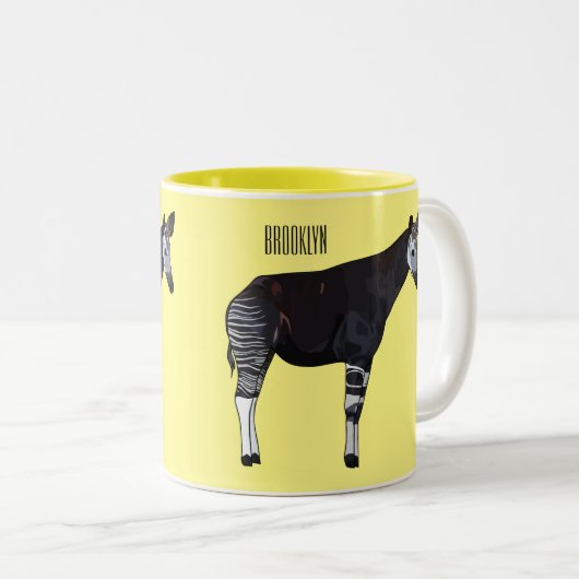 Okapi cartoon Illustration Zweifarbige Tasse (VorderseiteRechts)