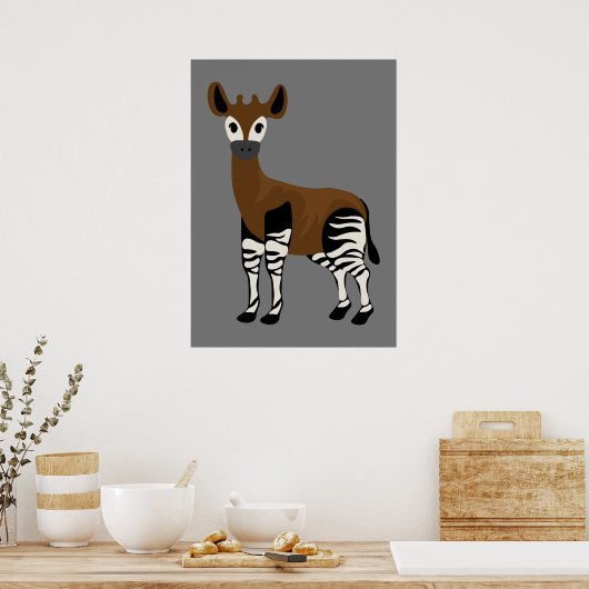 Okapi-Cartoon, majestätisches Okapi-Tier, Okapi-Li Poster (Küche)