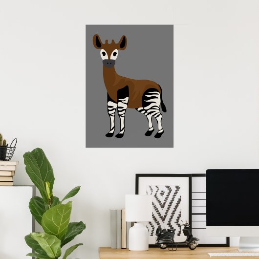 Okapi-Cartoon, majestätisches Okapi-Tier, Okapi-Li Poster (Heimbüro)