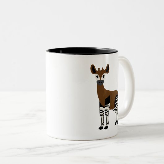 Okapi-Cartoon, majestätisches Okapi-Tier, Okapi-Li Zweifarbige Tasse (VorderseiteRechts)
