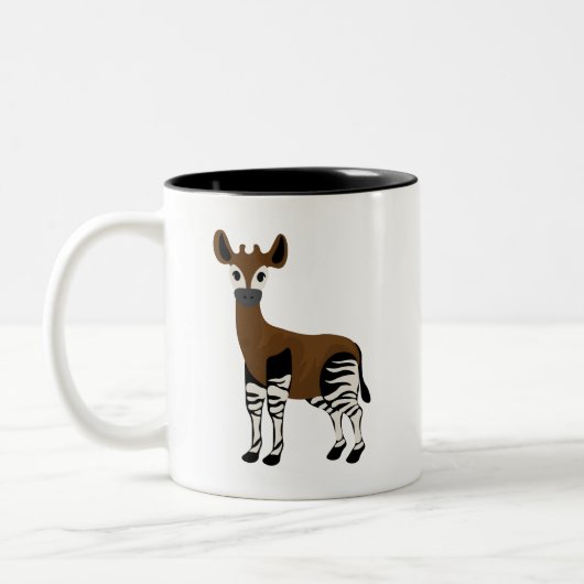 Okapi-Cartoon, majestätisches Okapi-Tier, Okapi-Li Zweifarbige Tasse (Links)