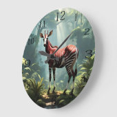 Okapi im Regenwald (Zebra Giraffe) Große Wanduhr (Winkel)