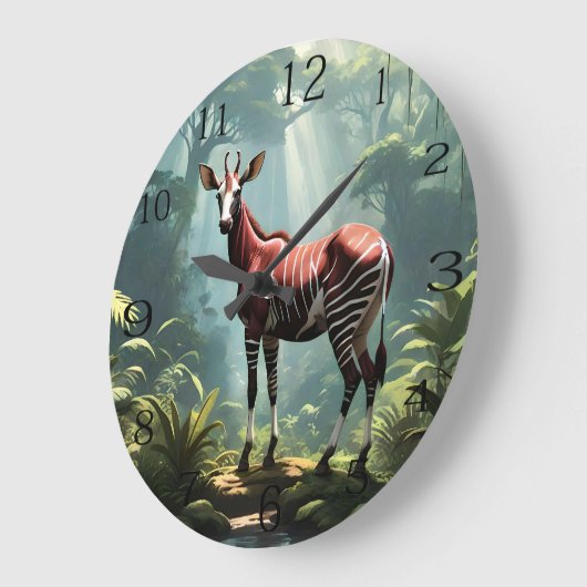 Okapi im Regenwald (Zebra Giraffe) Große Wanduhr (Winkel)