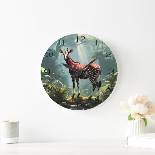 Okapi im Regenwald (Zebra Giraffe) Große Wanduhr (Zuhause)
