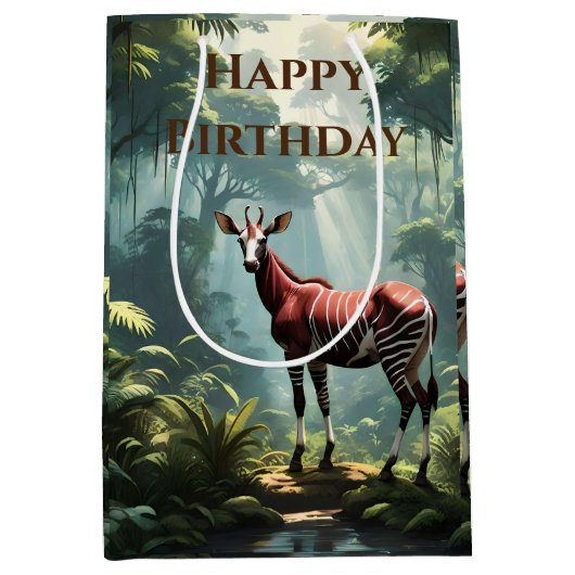Okapi im Regenwald (Zebra Giraffe) Mittlere Geschenktüte (Vorderseite)