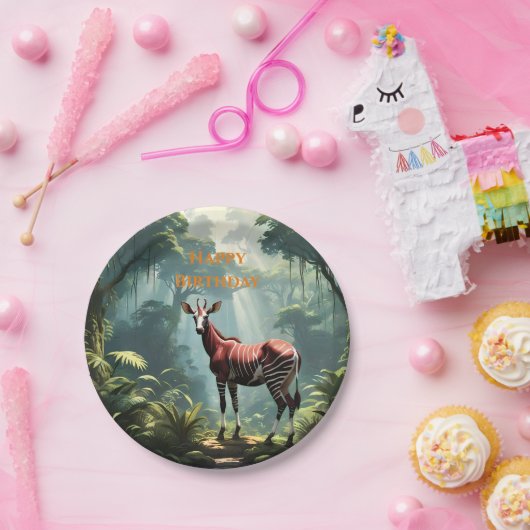 Okapi im Regenwald (Zebra Giraffe) Pappteller (Party)