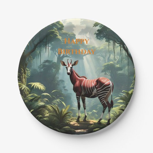 Okapi im Regenwald (Zebra Giraffe) Pappteller (Vorderseite)