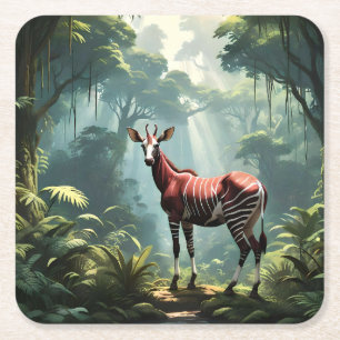 Okapi im Regenwald (Zebra Giraffe) Rechteckiger Pappuntersetzer