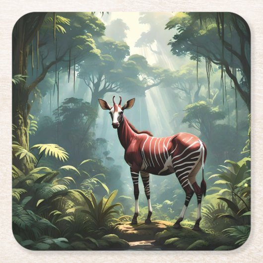 Okapi im Regenwald (Zebra Giraffe) Rechteckiger Pappuntersetzer (Vorderseite)