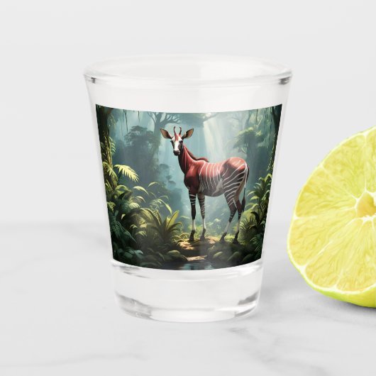 Okapi im Regenwald (Zebra Giraffe) Schnapsglas (Vorderseite)
