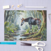 Okapi In Rainforest Watercolor Art Seidenpapier (Handwerk)