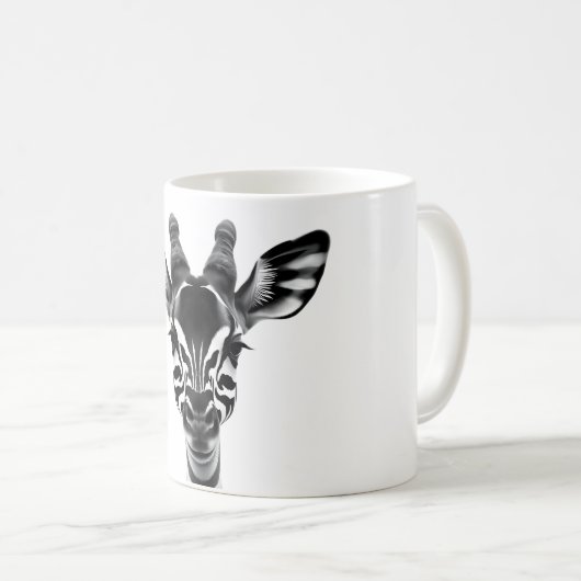 Okapi-Liebe - Realistisches Schwarz/Weiß Okapi Kop Kaffeetasse (VorderseiteRechts)