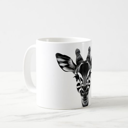 Okapi-Liebe - Realistisches Schwarz/Weiß Okapi Kop Kaffeetasse (Vorderseite Links)