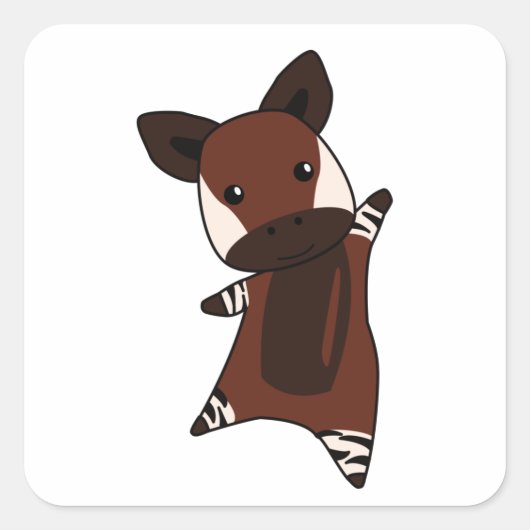 Okapi Niedlich Forest Giraffe Zebra Giraffen Tier Quadratischer Aufkleber (Vorderseite)