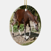 Okapi (Okapia johnstoni) in der Nähe von Teich unt Keramik Ornament (Rechts)