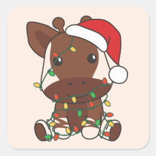 Okapi Weihnachten Winter Tiere Holiday Okapis Quadratischer Aufkleber