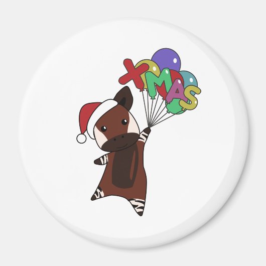Okapi Weihnachtsschnee Wintertiere Okapis Magnet (Vorne)