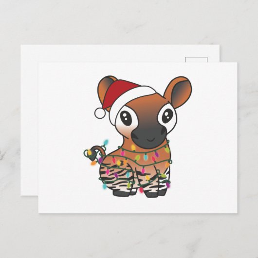Okapi Weihnachtsschnee Wintertiere Okapis Postcar Postkarte (Vorne/Hinten)