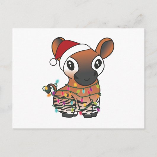 Okapi Weihnachtsschnee Wintertiere Okapis Postcar Postkarte (Vorderseite)