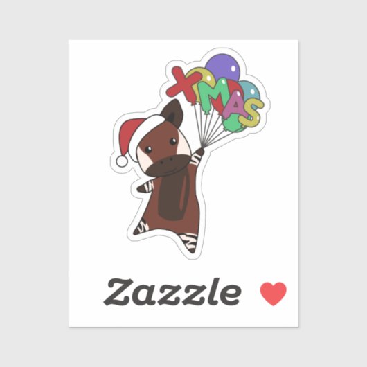 Okapi Weihnachtsschnee Wintertiere Okapis Sticker (Blatt)