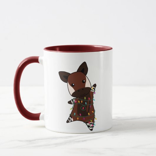 Okapi Weihnachtsschnee Wintertiere Okapis Tasse (Links)