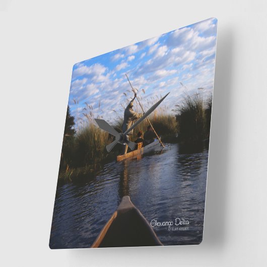Okavango Delta Quadratische Wanduhr (Winkel)