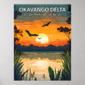 Okavango-Delta - Retro-Reiseplakat von Botswana Poster (Vorne)