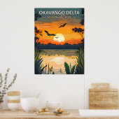 Okavango-Delta - Retro-Reiseplakat von Botswana Poster (Küche)