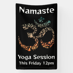 Okay, aber erste Yoga Pose Sanskrit Om Mosaik Banner