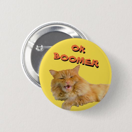 Okay, Boomer Talking Cat Meme Button (Vorne & Hinten)