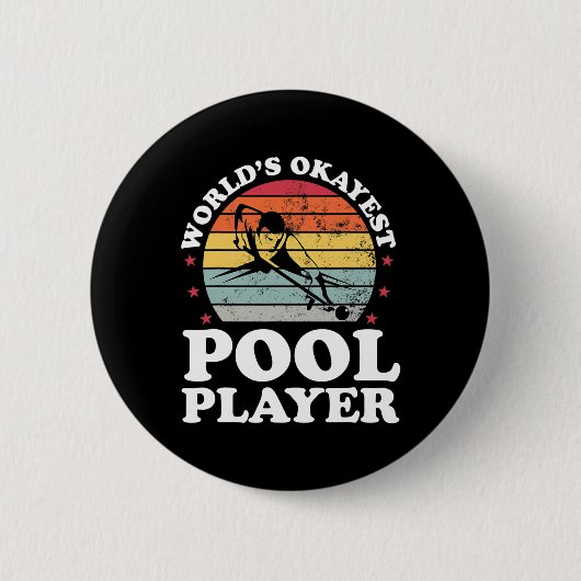 Okay est Pool Player Funny Billiard Lover Vater Fa Button (Vorderseite)