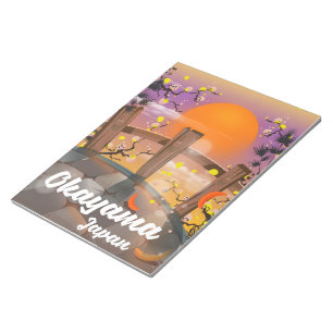 Okayama Japanischer Blütenposter. Notizblock