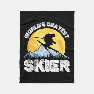 Okayester Skifahrer Retro Vintage Skiliebhaber Ski Fleecedecke