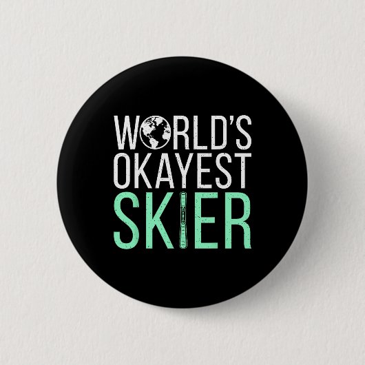 Okayester Skifahrer Schnee Wintersport Skifahrer Button (Vorderseite)